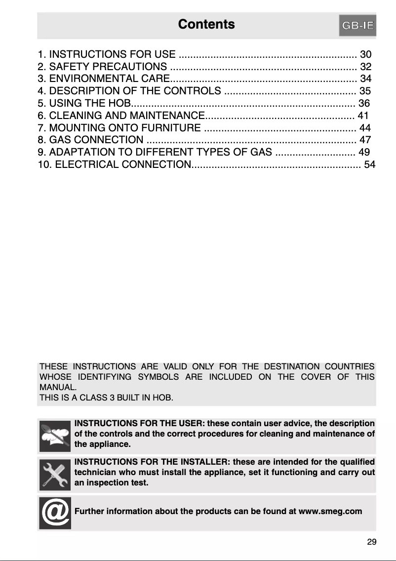 Page 1 de la notice Manuel utilisateur Smeg PV630N