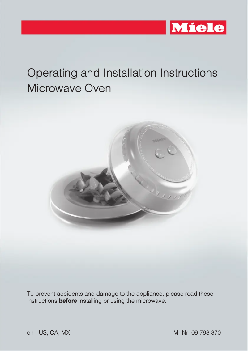Page n°1 - Manuel utilisateur Miele ContourLine M 6160 TC