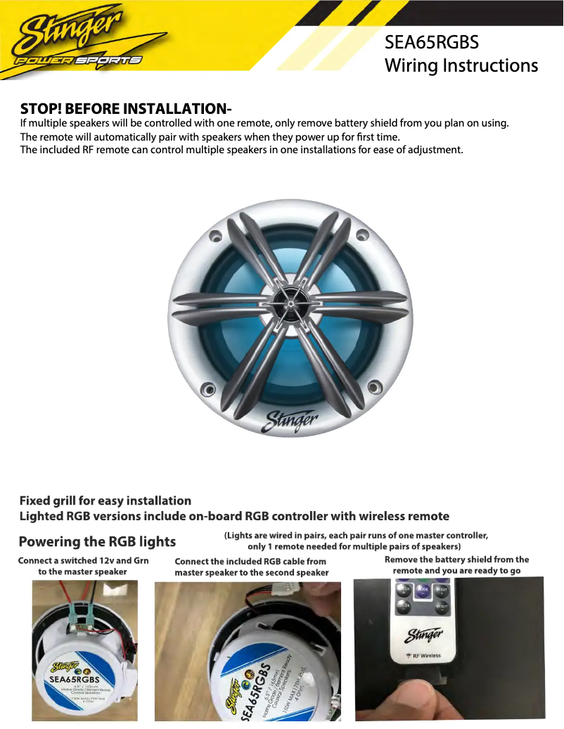 Page 1 de la notice Manuel utilisateur Stinger SEA65RGBB
