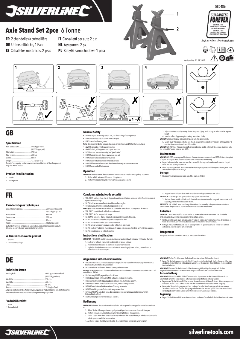Page 1 de la notice Manuel utilisateur Silverline 580486