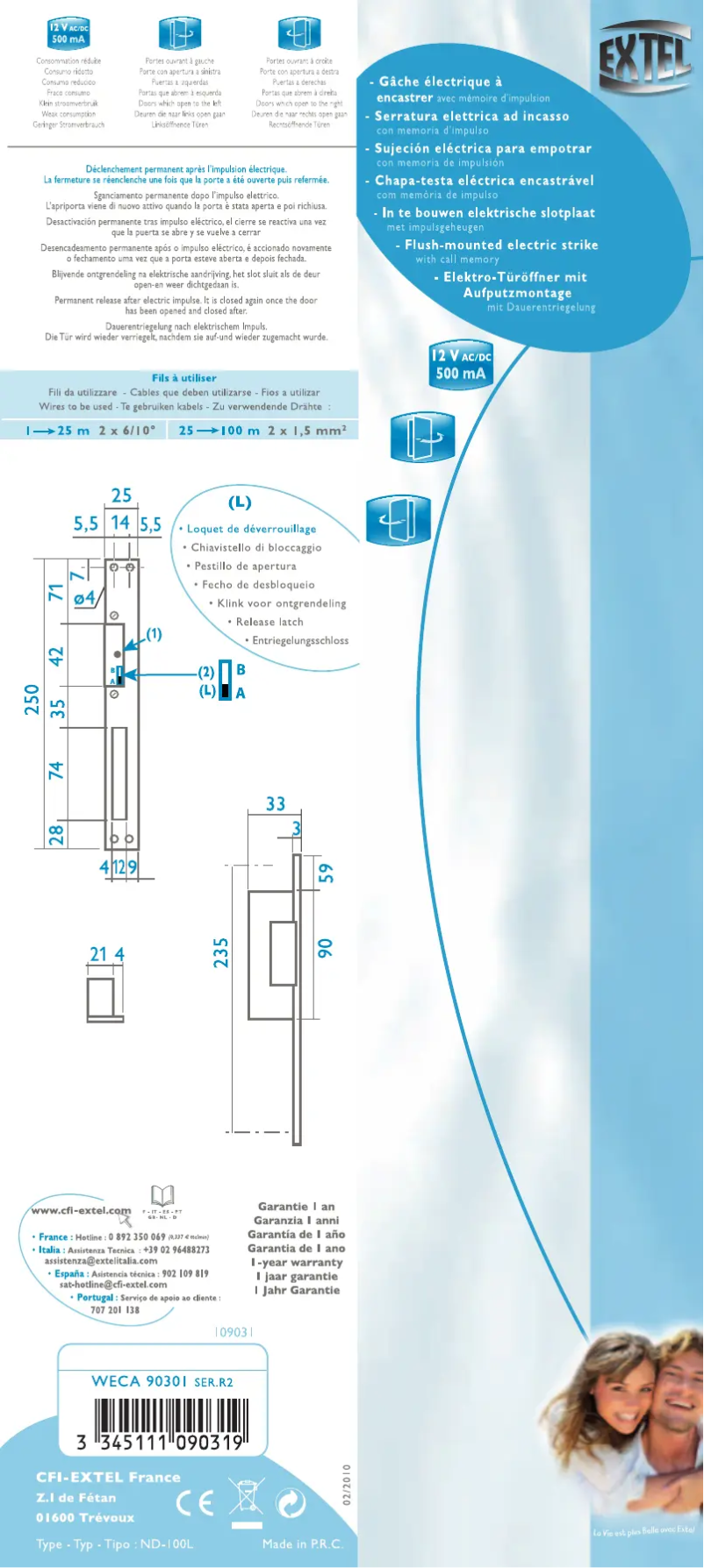 Page n°1 - Manuel utilisateur Extel WECA 90301