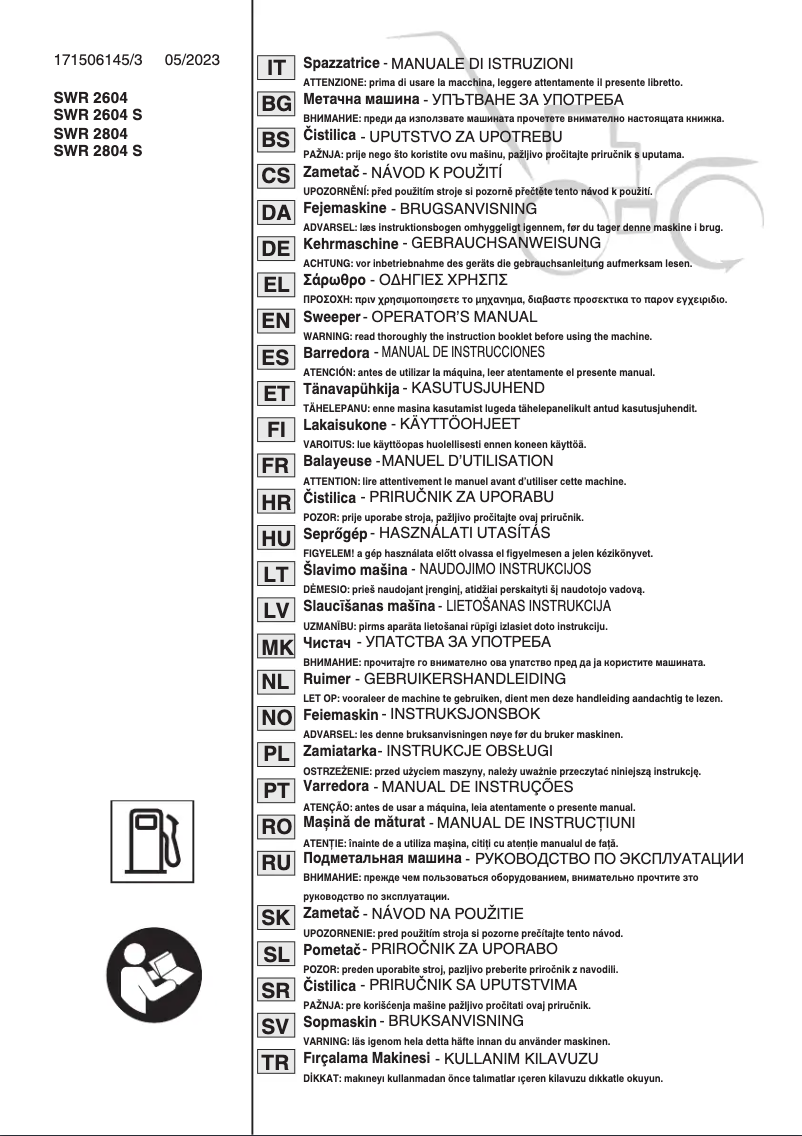 Page 1 de la notice Manuel utilisateur Stiga SWS 800 G