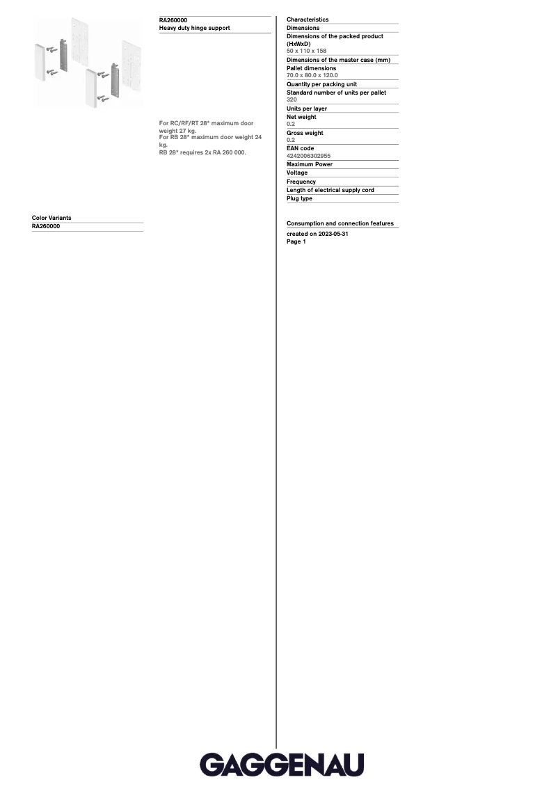 Page 1 de la notice Manuel utilisateur Gaggenau RA260000