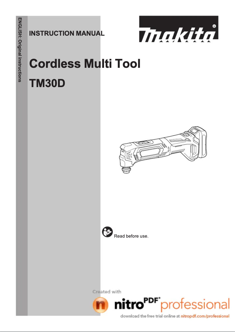 Page 1 de la notice Manuel utilisateur Makita TM30DWAE