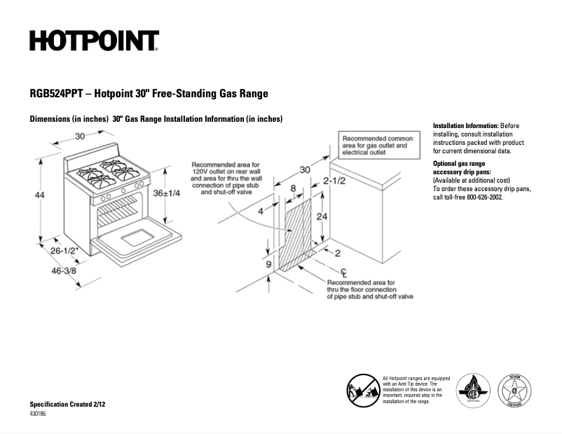 Page n°1 - Fiche technique Hotpoint RGB524PPTWH