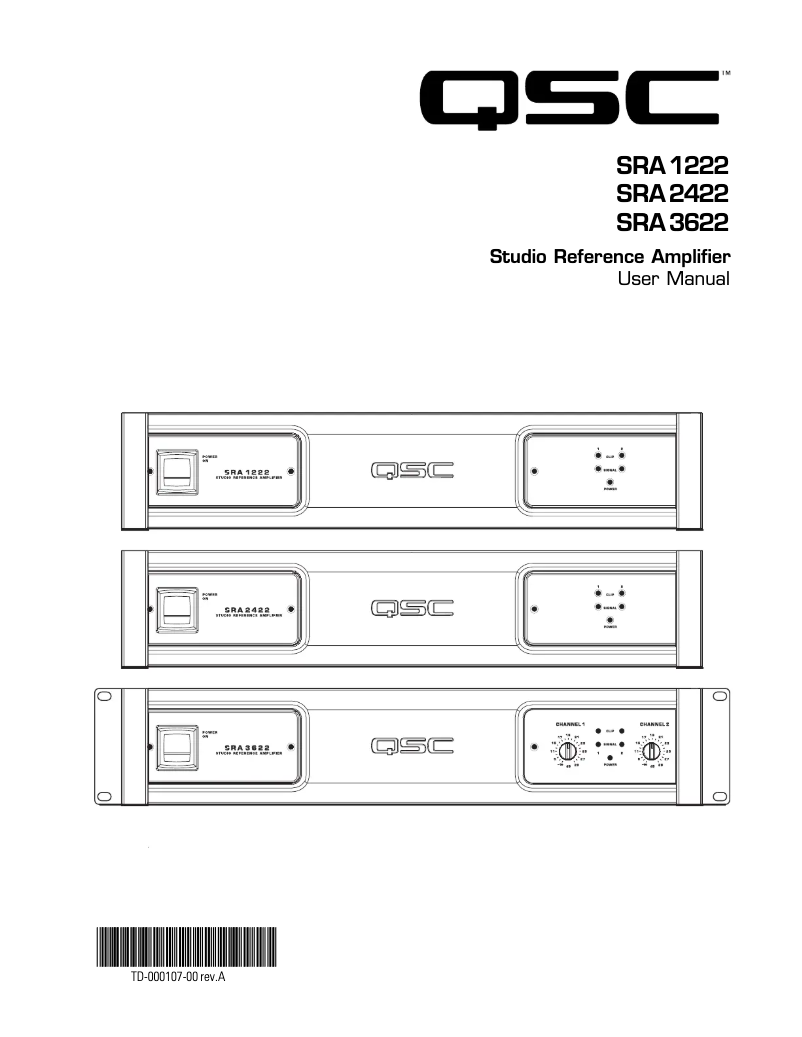 Page 1 de la notice Manuel utilisateur QSC SRA2422