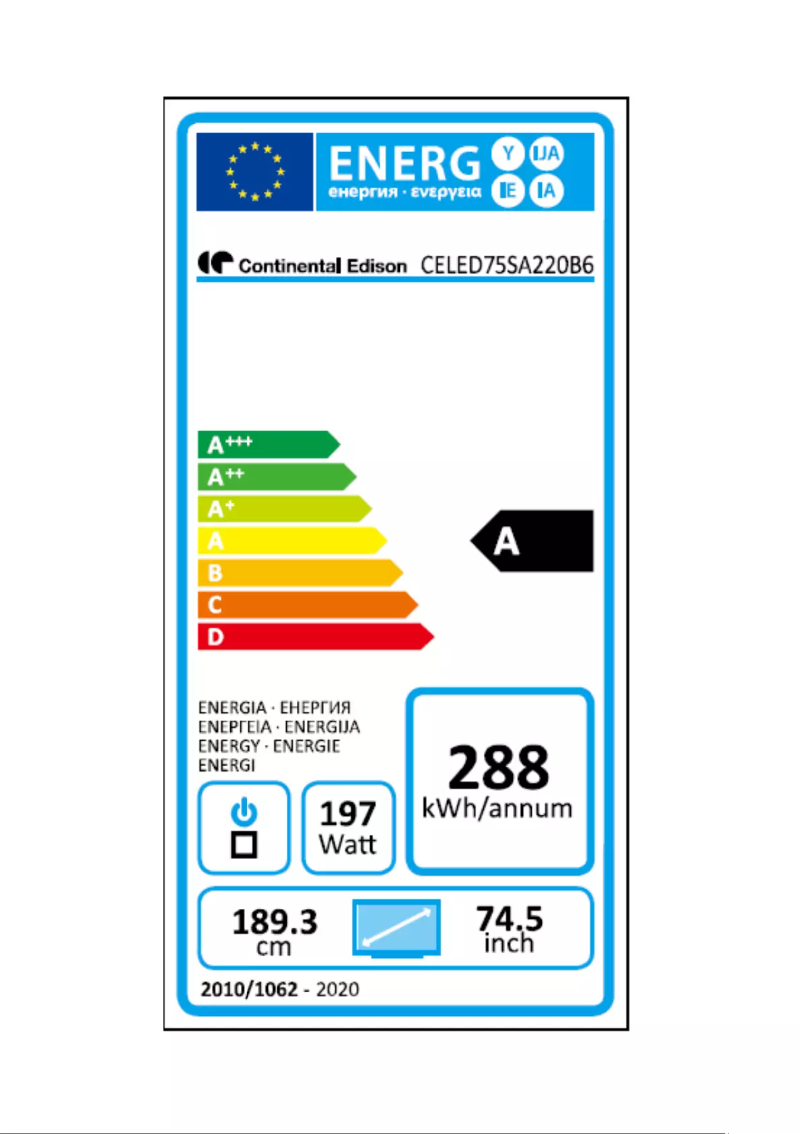 Page n°1 - Manuel utilisateur Continental Edison CELED75SA220B6
