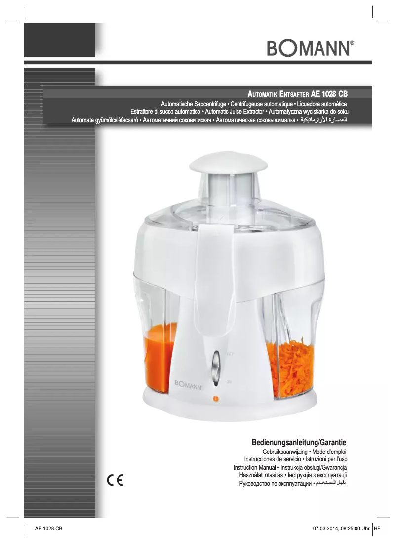 Image de la première page du manuel de l'appareil AE 1028 CB