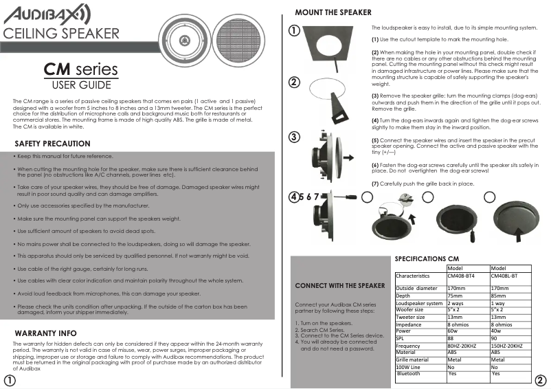 Image de la première page du manuel de l'appareil CM408L-BT