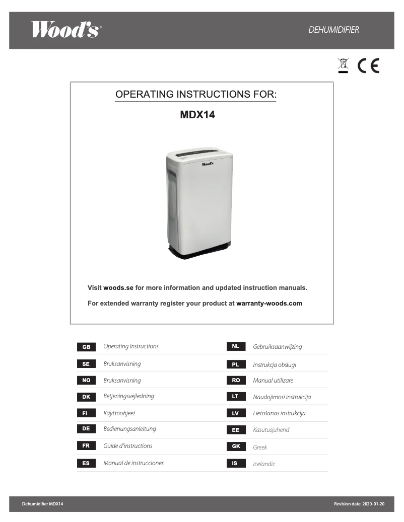 Page 1 de la notice Manuel utilisateur Wood's MDX14