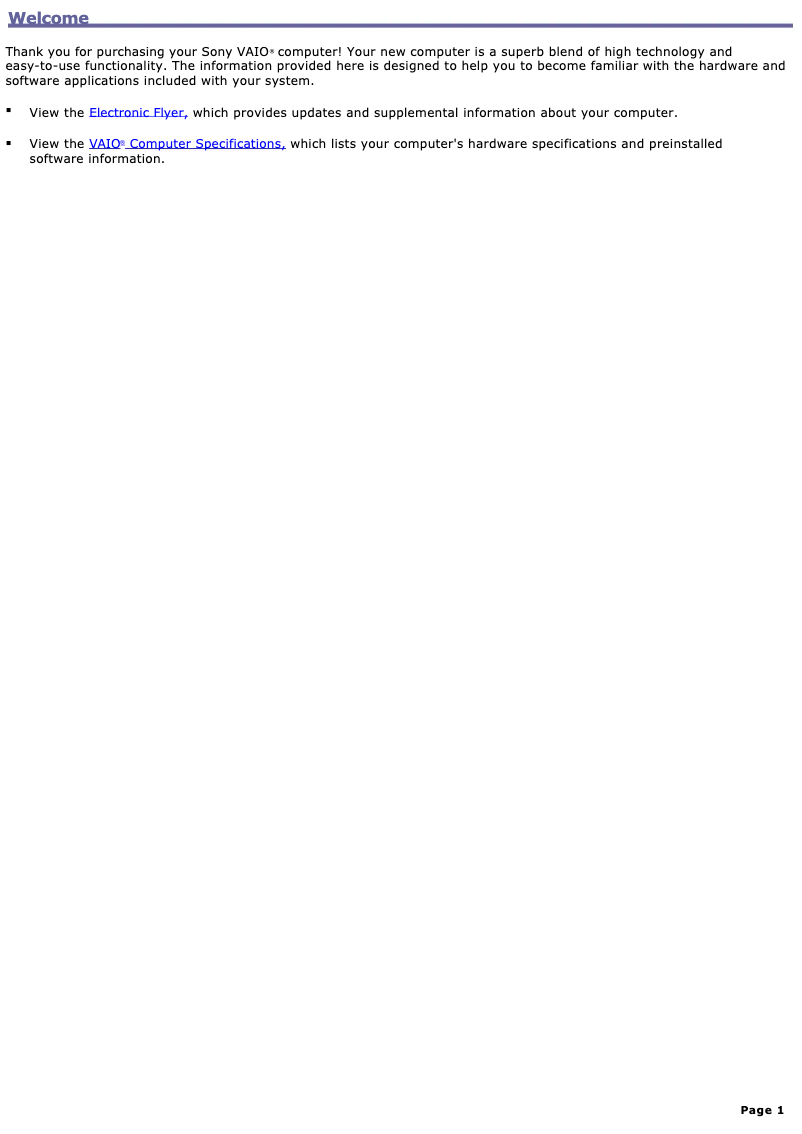 Page n°1 - Manuel utilisateur Sony Vaio PCV-RS220