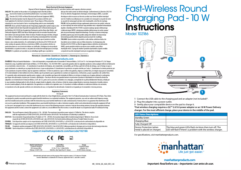 Page 1 de la notice Manuel utilisateur Manhattan 102186