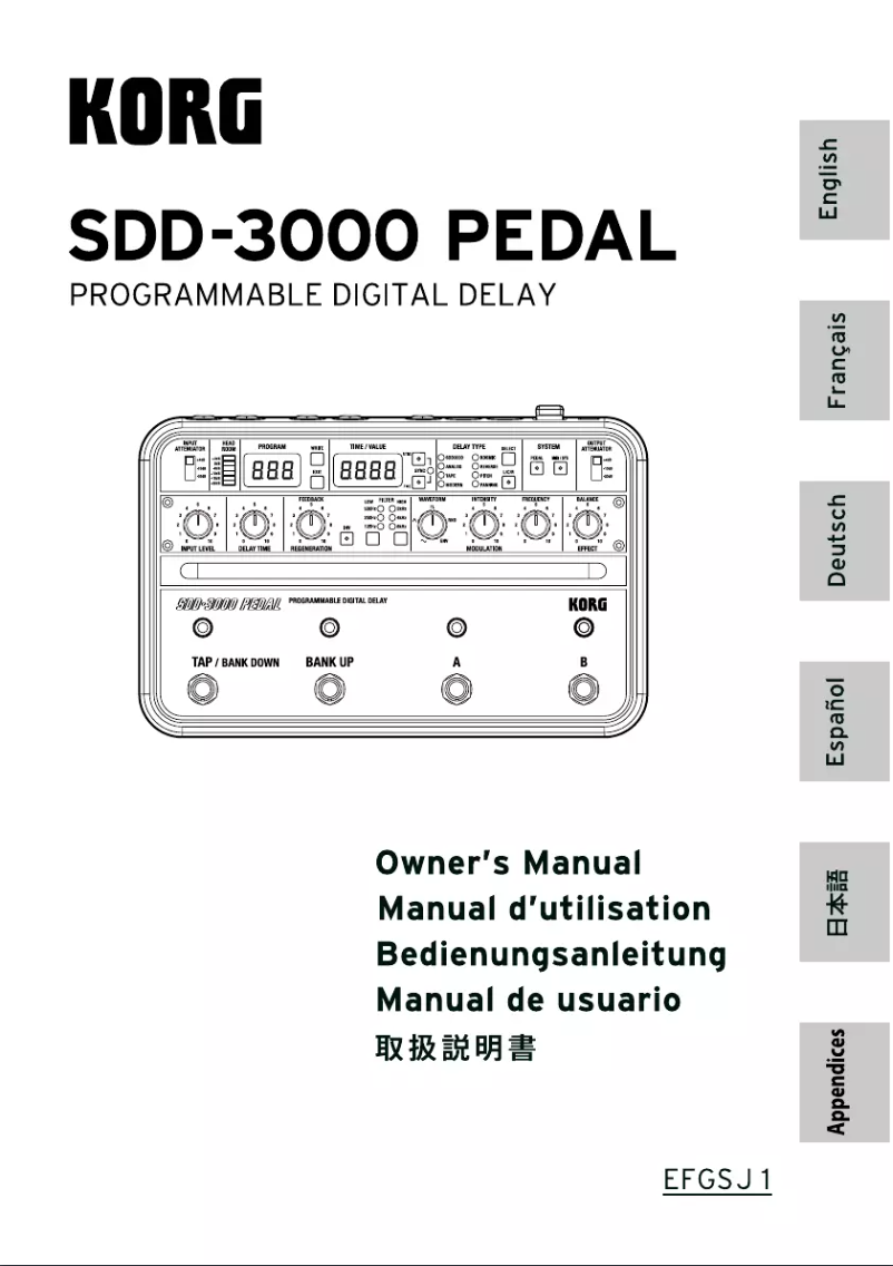 Page n°1 - Manuel utilisateur Korg SDD-3000 Pedal