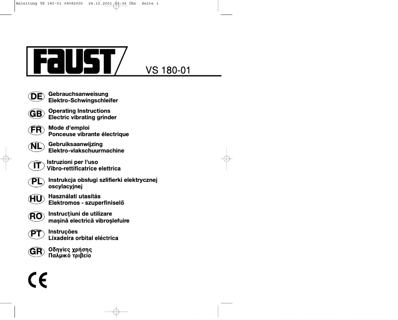 Page n°1 - Manuel utilisateur Faust VS 180-01