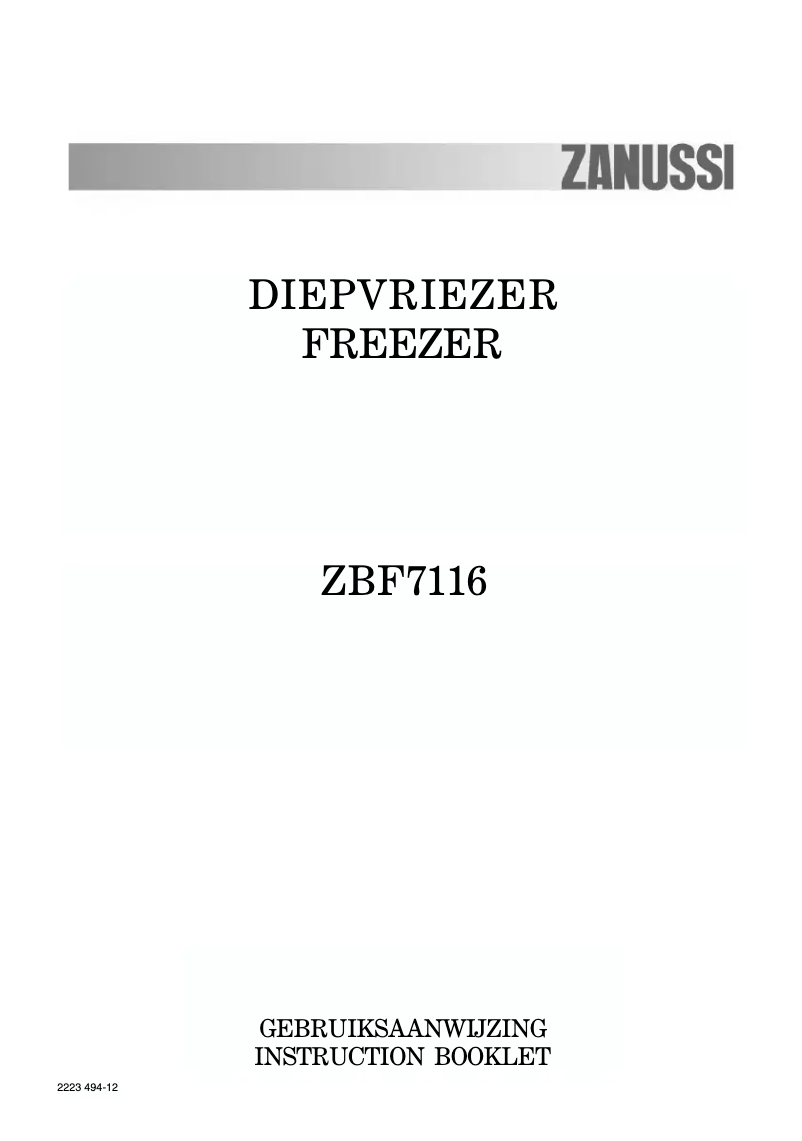 Page n°1 - Manuel utilisateur Zanussi ZBF 7116