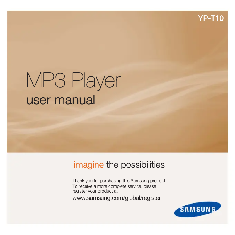 Page n°1 - Manuel utilisateur Samsung YP-T10JQR