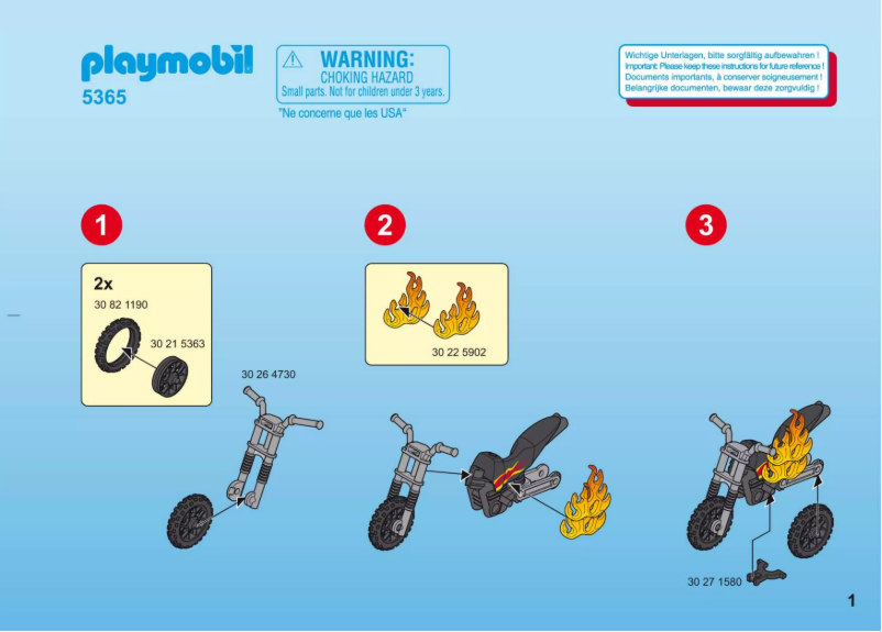 Page 1 de la notice Manuel utilisateur Playmobil City Action Firefighters with Water Pump 5365
