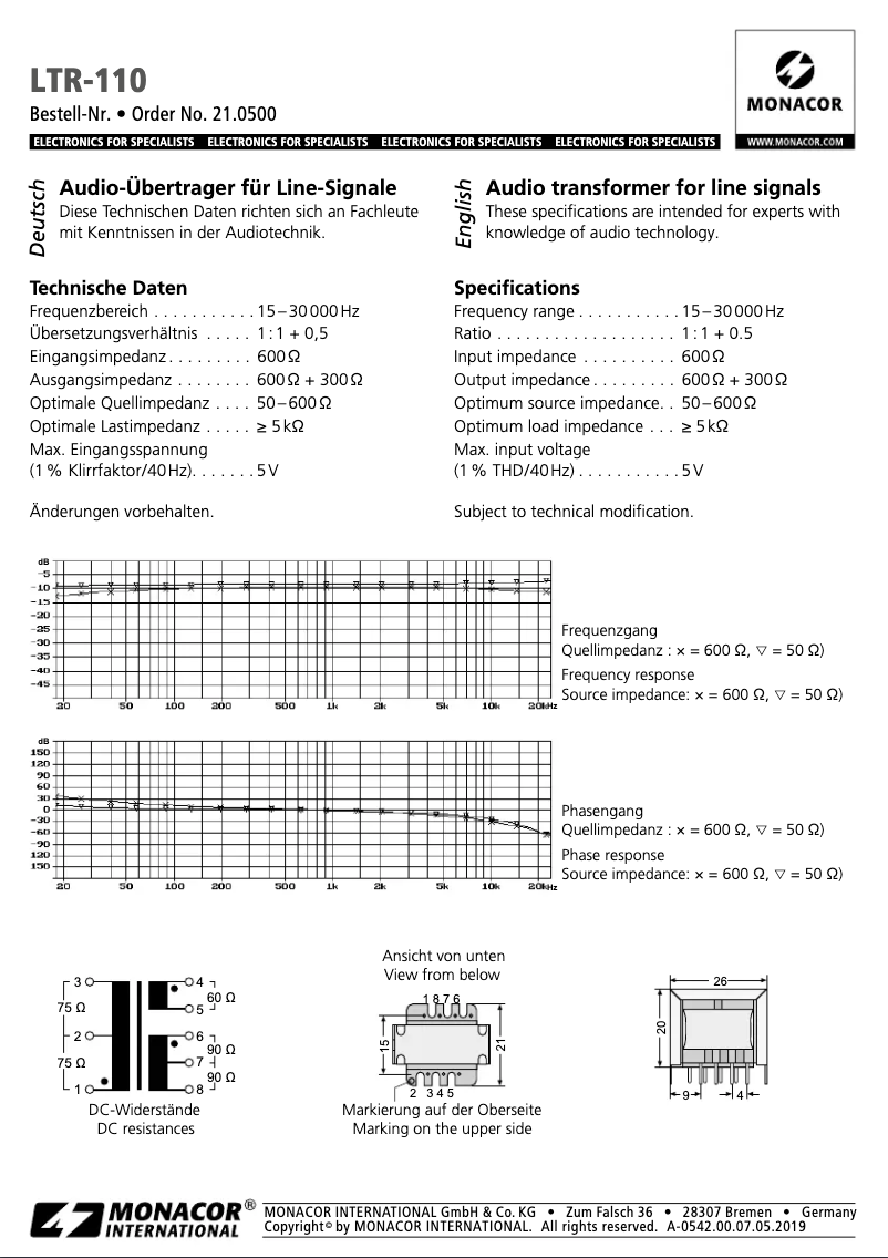 Page n°1 - Manuel utilisateur Monacor LTR-110