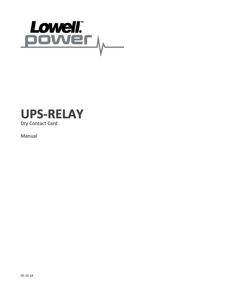 Page 1 de la notice Manuel utilisateur Lowell UPS-RELAY
