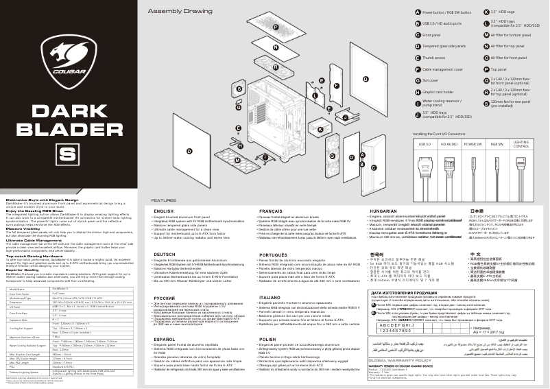 Page 1 de la notice Manuel utilisateur Cougar DarkBlader-S