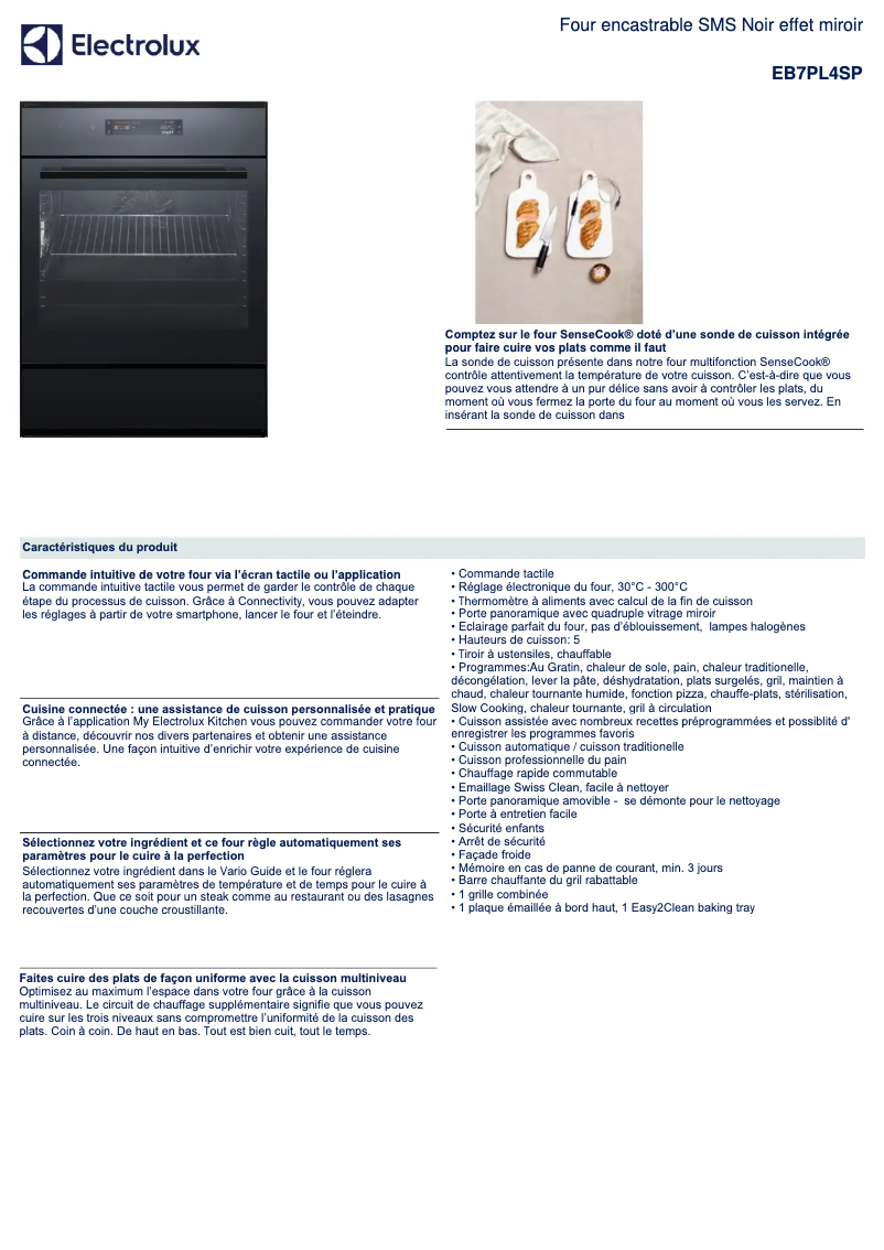 Página 1 del manual Ficha técnica Electrolux EB7PL4SP