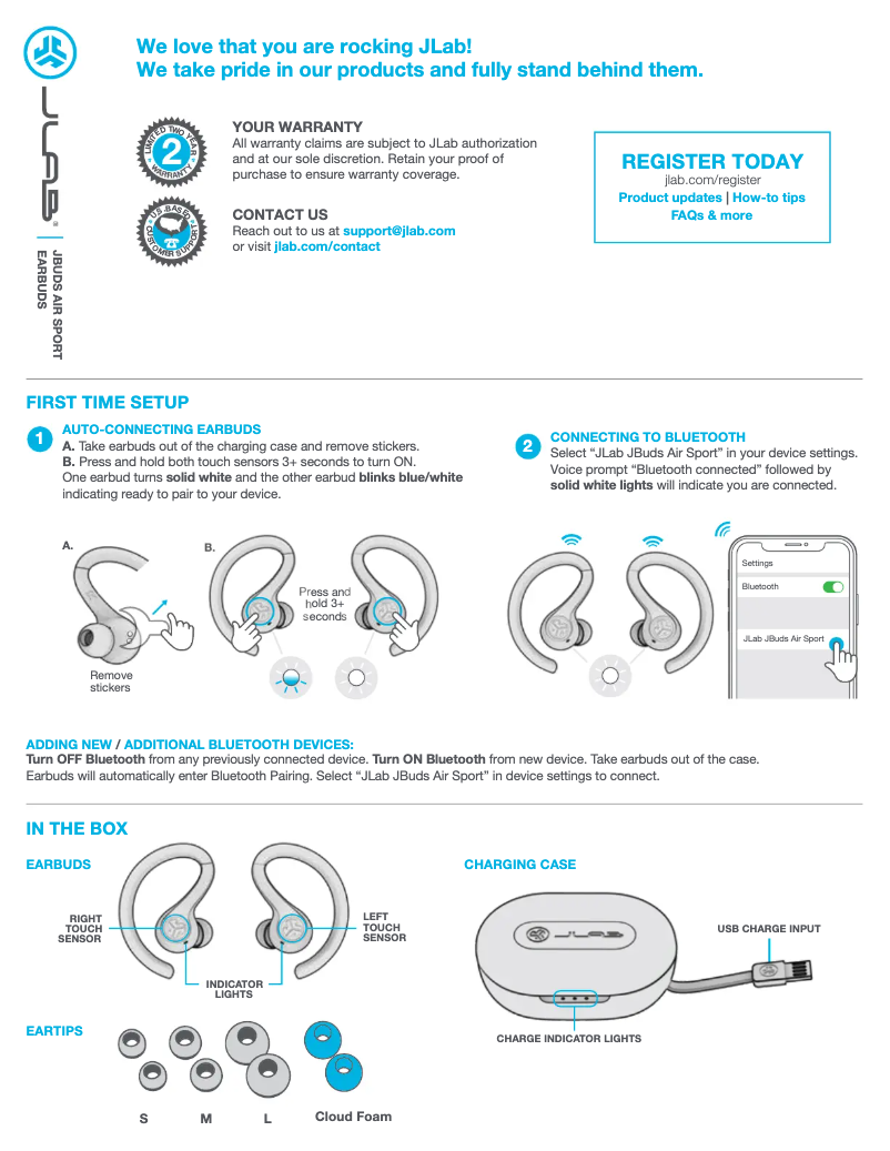 Image de la première page du manuel de l'appareil JBuds Air Sport