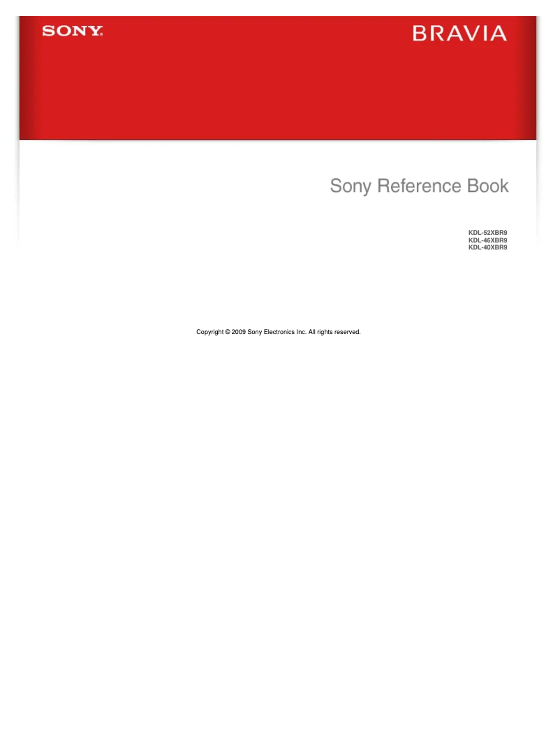 Page n°1 - Manuel utilisateur Sony Bravia KDL-40XBR9
