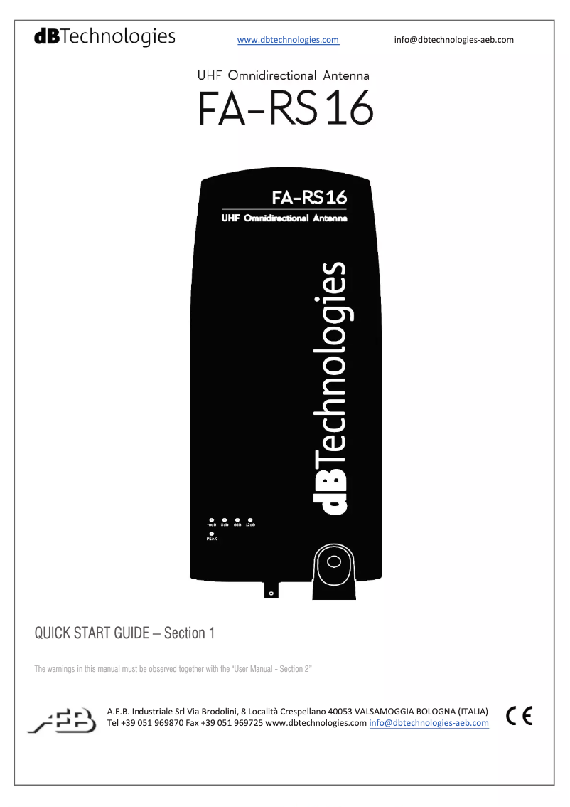 Page 1 de la notice Manuel utilisateur DB Technologies FA-RS16