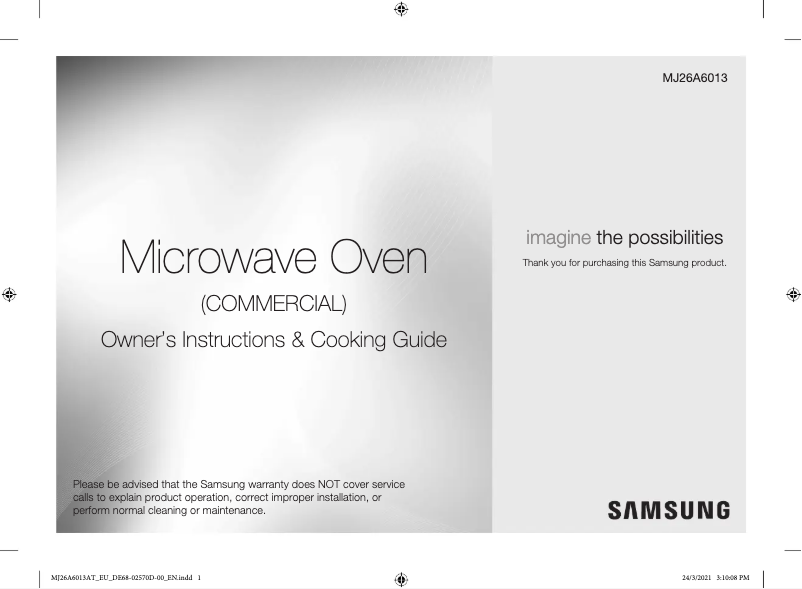 Page 1 de la notice Manuel utilisateur Samsung MJ26A6013AT