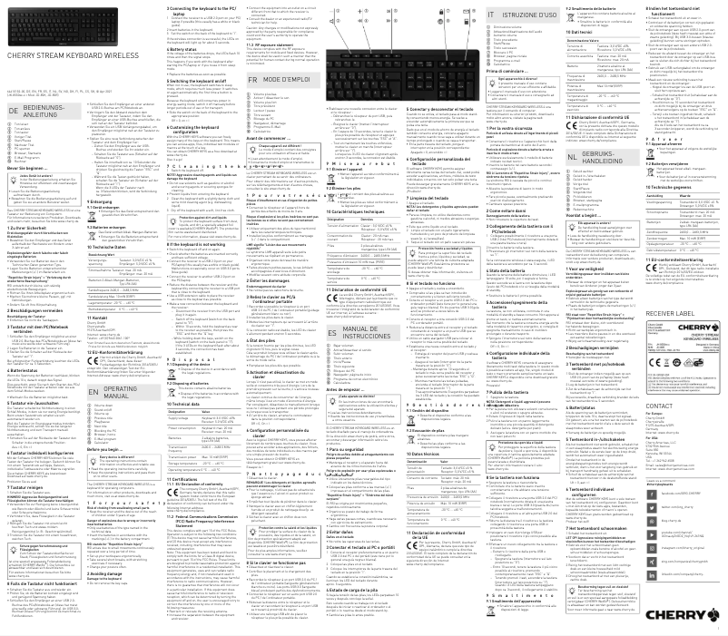 Page 1 de la notice Manuel utilisateur Cherry Stream Keyboard Wireless