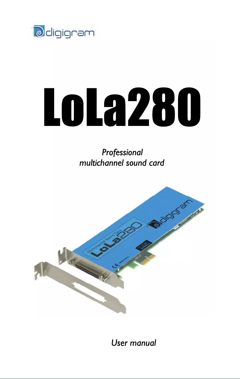 Page 1 de la notice Manuel utilisateur Digigram LoLa280