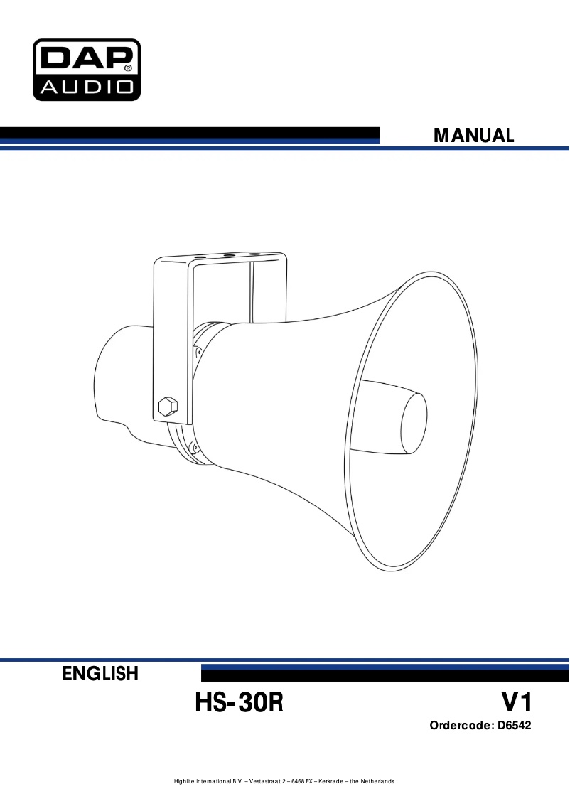 Page n°1 - Manuel utilisateur DAP-Audio HS-30R