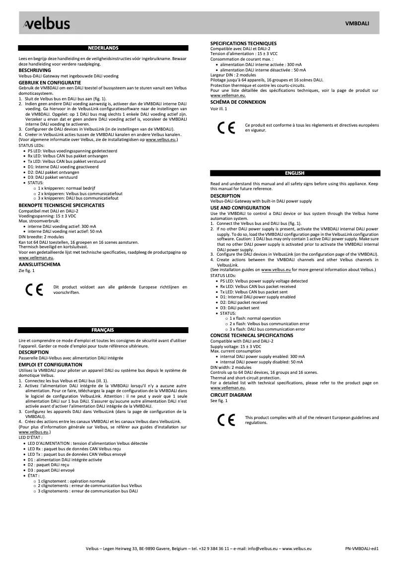 Image de la première page du manuel de l'appareil VMBDALI