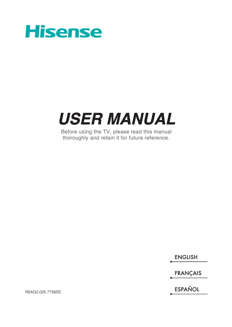 Page 1 de la notice Manuel utilisateur Hisense 50U6H