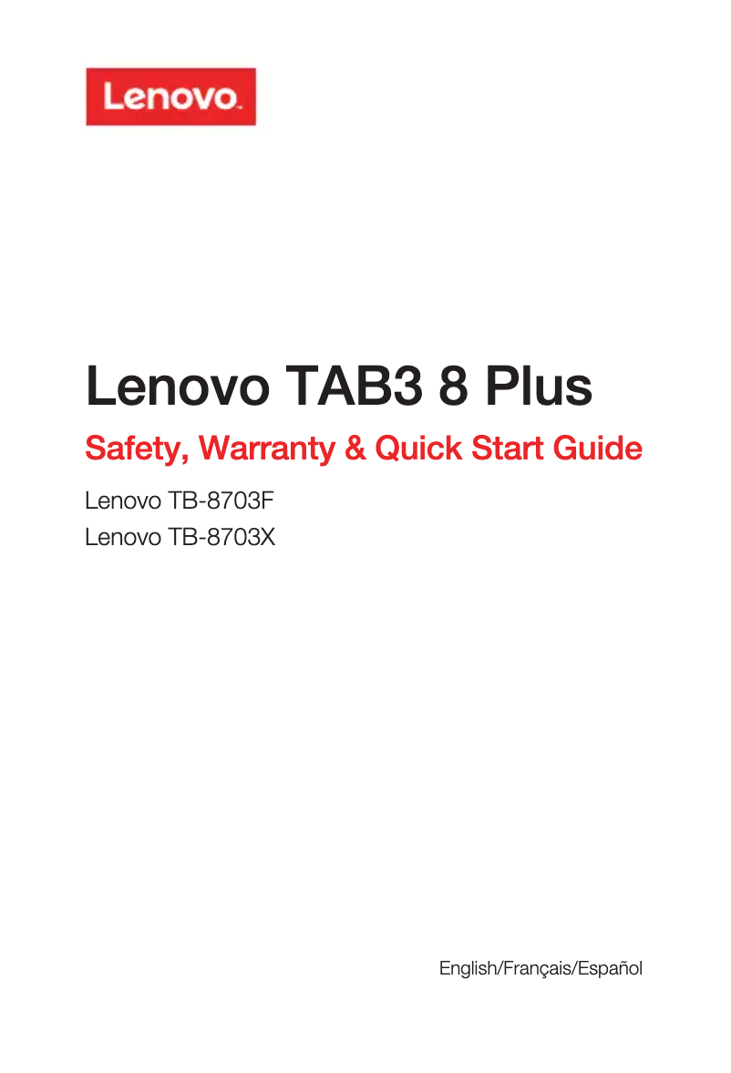 Page 1 de la notice Manuel utilisateur Lenovo Tab3 8 Plus
