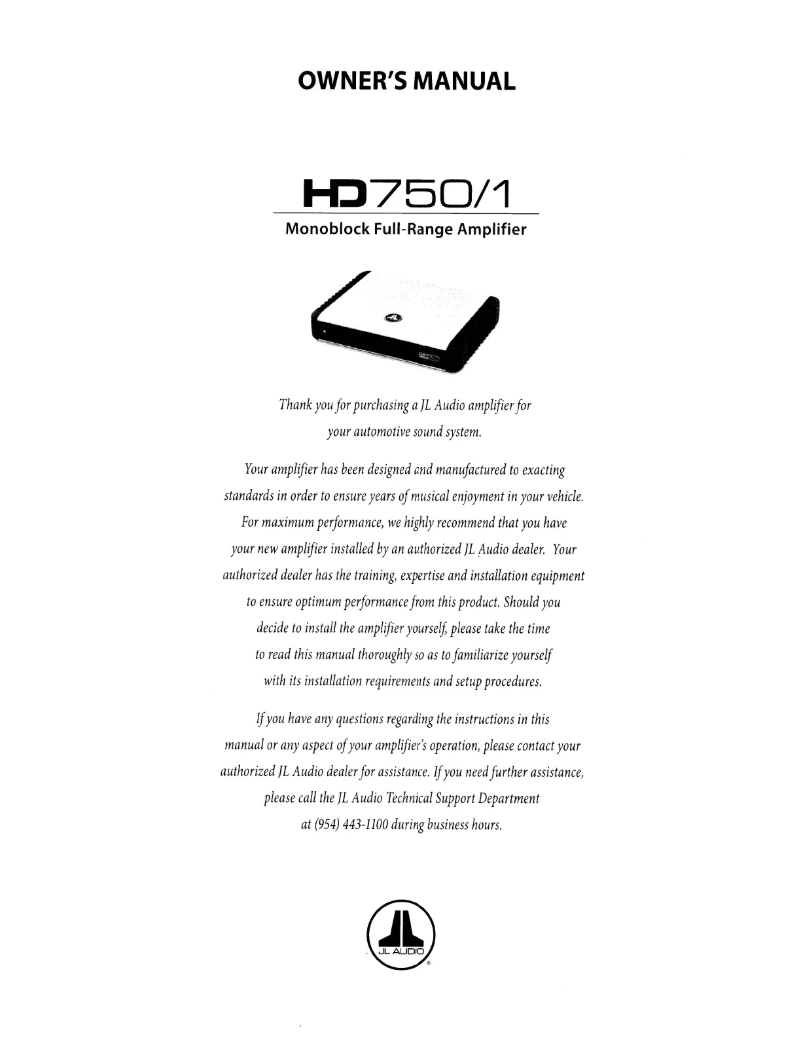 Imagen de la primera página del manual del dispositivo HD Series HD750/1