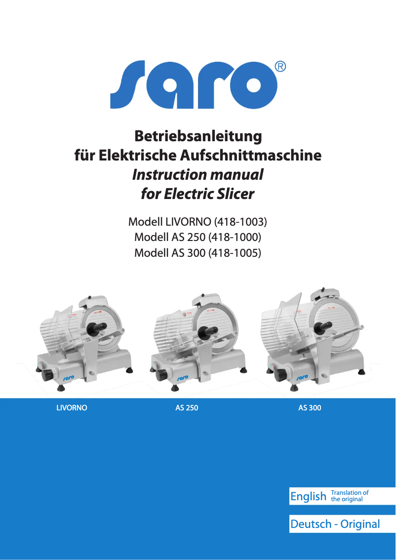 Page n°1 - Manuel utilisateur Saro Livorno