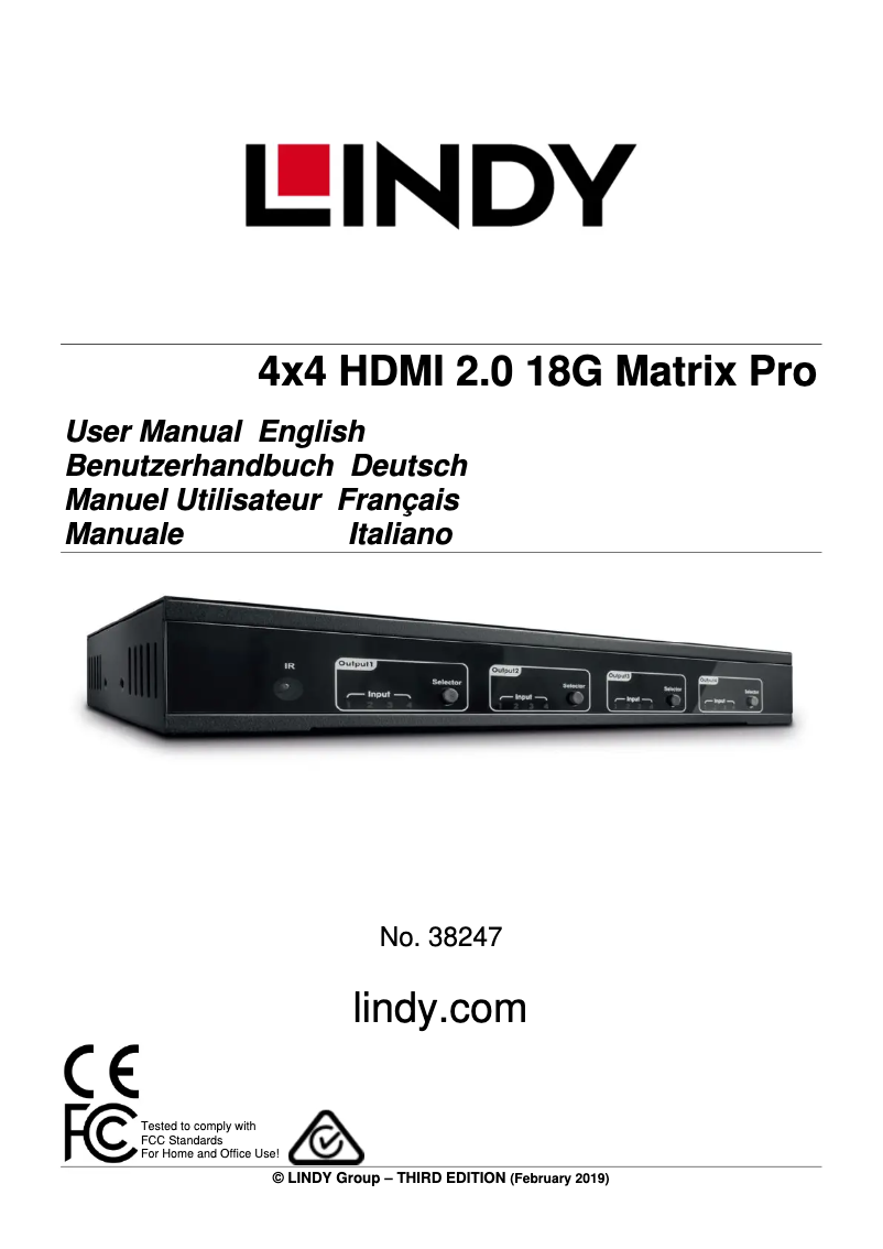 Page 1 of the manual User Manual Lindy 38247