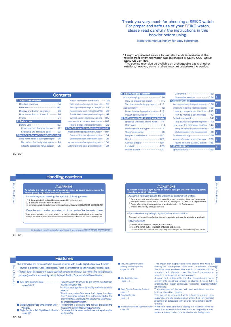 Page n°1 - Manuel utilisateur Seiko 7B24