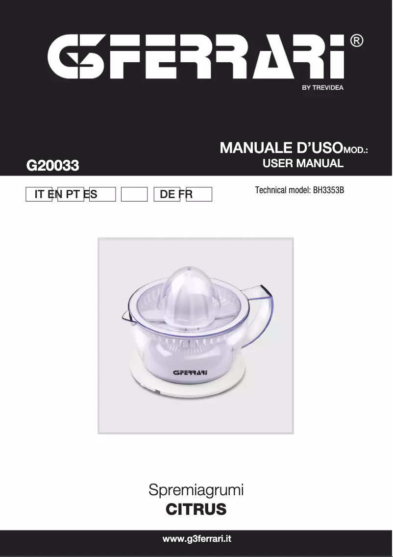 Página 1 del manual Manual de usuario G3 Ferrari Citrus G20033