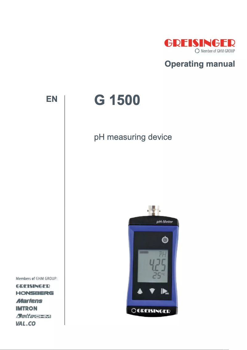Page n°1 - Manuel utilisateur Greisinger G 1500
