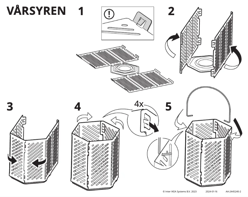 Page 1 de la notice Manuel utilisateur Ikea VÅRSYREN 605.817.84