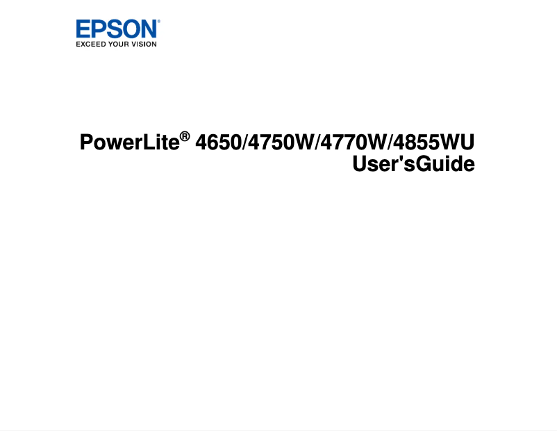 Page 1 de la notice Manuel utilisateur Epson PowerLite 4770W
