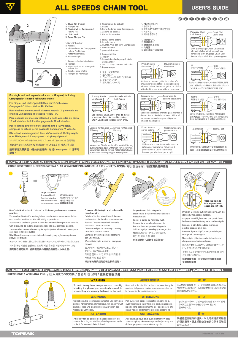 Page 1 de la notice Manuel utilisateur Topeak All Speed Chain Tool