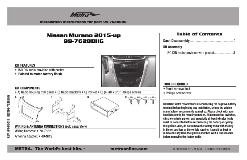 Image de la première page du manuel de l'appareil 99-7628BHG