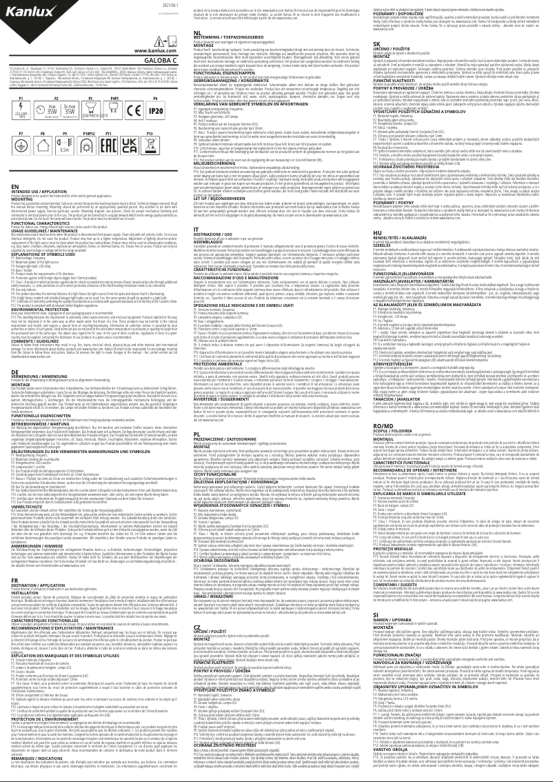 Page 1 of the manual User Manual Kanlux GALOBA C