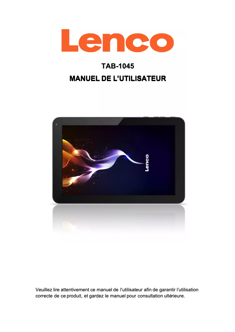 Page n°1 - Manuel utilisateur Lenco TAB-1045