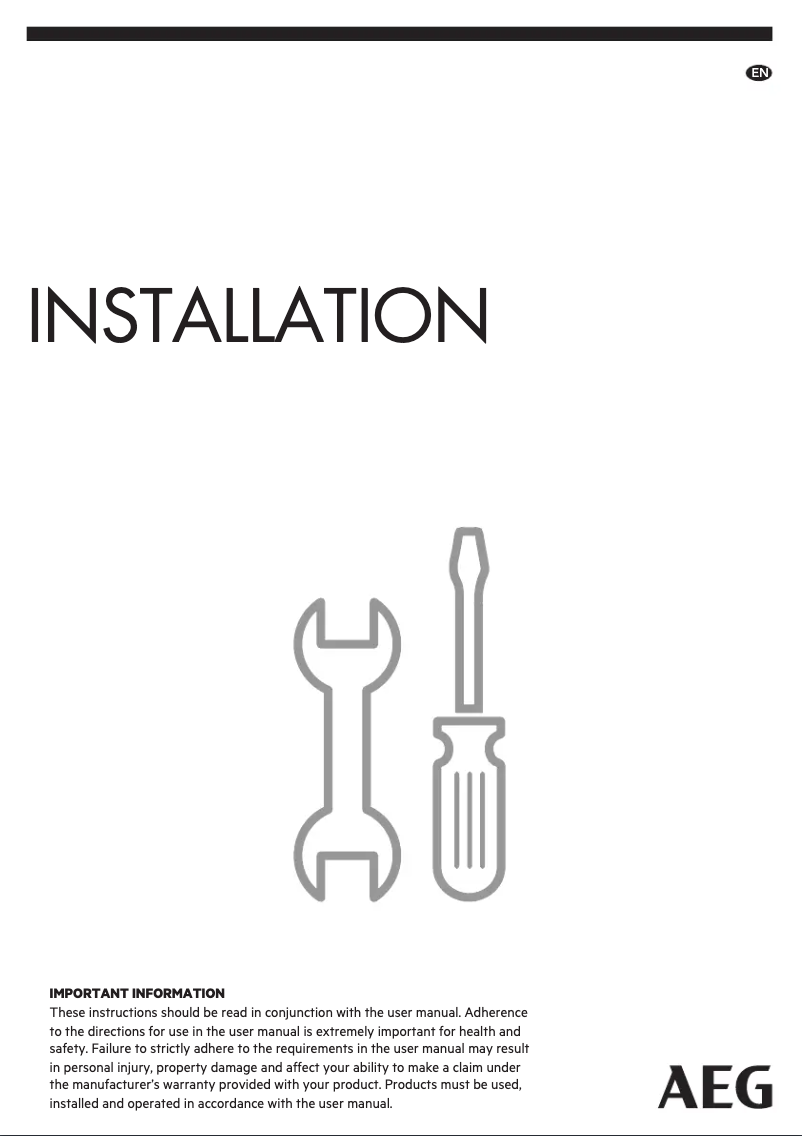 Page n°1 - Guide d'installation AEG BPK552220M