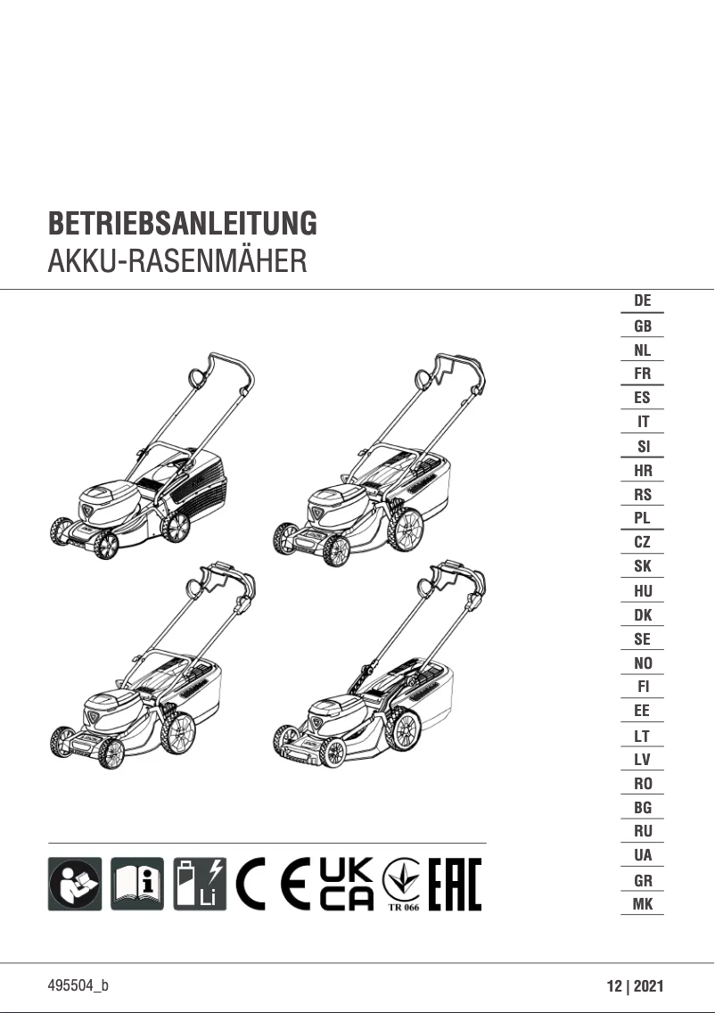 First page image of the manual for Pro 170 OHV QSS E-Start