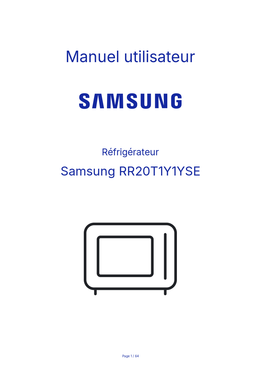 Image de la première page du manuel de l'appareil RR20T1Y1YSE